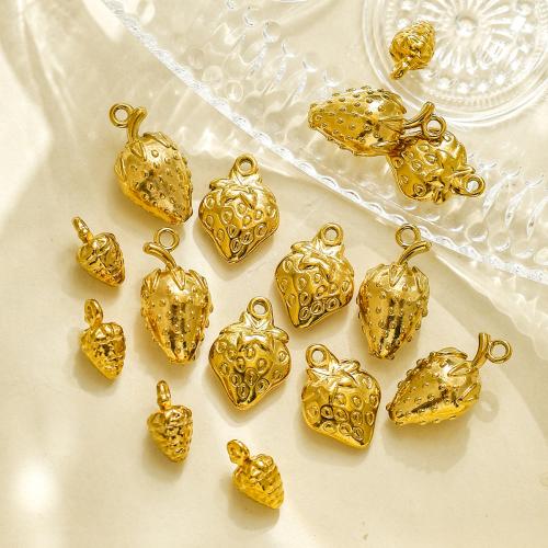 Stainless Steel Pendants, 304 Stainless Steel, Strawberry, gold color plated, DIY, golden 