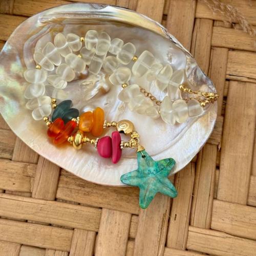 Collier en Murano bijoux, chalumeau, avec Pierre naturelle & coquille, Placage, bijoux de mode & pour femme, Vendu par PC