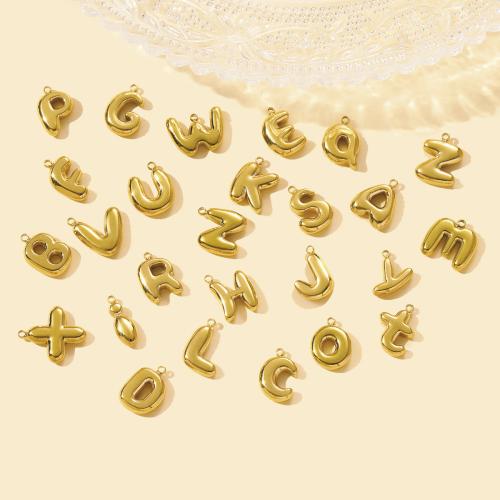 Pendentif de lettre en acier inoxydable, Acier inoxydable 304, Lettre d’alphabet, Placage de couleur d'or, DIY, doré Vendu par sac