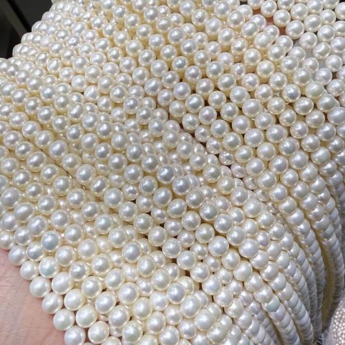 Naturel d'eau douce perles, perle d'eau douce cultivée, Légèrement rond, DIY, blanc, 3-5mm cm, Vendu par brin