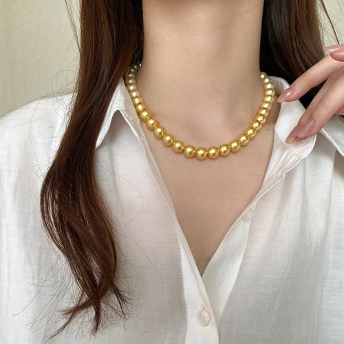 Glass Pearl Necklace, DIY, golden, 8-10mm 