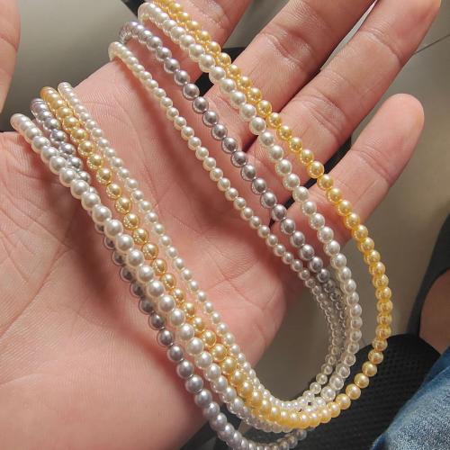 Glass Pearl Necklace, gold color plated, fashion jewelry 3-4mm cm 