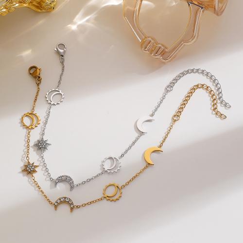 Bracelets en acier inoxydable, Acier inoxydable 304, Placage de couleur d'or, bijoux de mode & avec strass, plus de couleurs à choisir, Vendu par PC