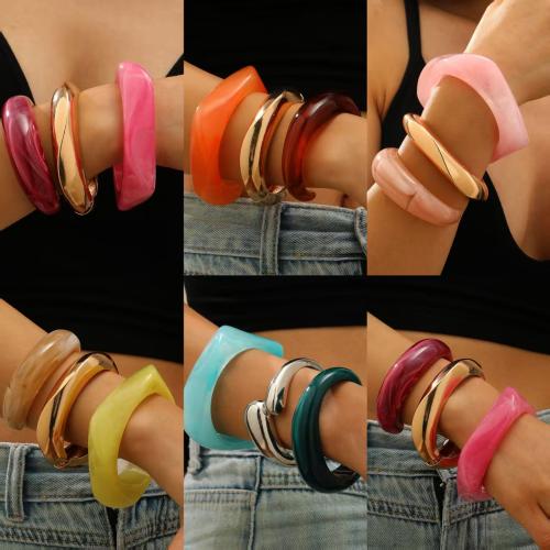 Resin Cuff Bangle, with 304 Stainless Steel, plated, fashion jewelry 