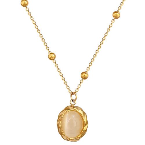 チタンジュエリーネックレス, チタン鋼, とともに 猫の目の石, 真空イオンプレーティング, ファッションジュエリー & 女性用, 無色, 売り手 パソコン[