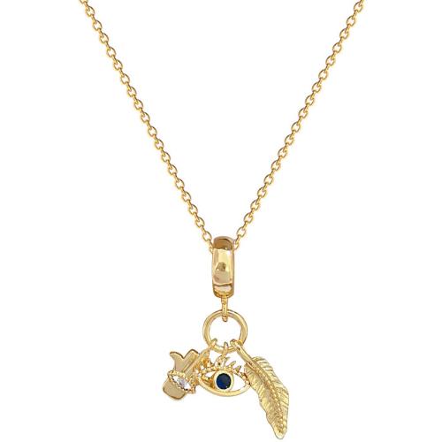 Collier de bijoux de titane, Acier titane, avec laiton, Placage, pavé de micro zircon & pour femme & creux, doré, Vendu par PC