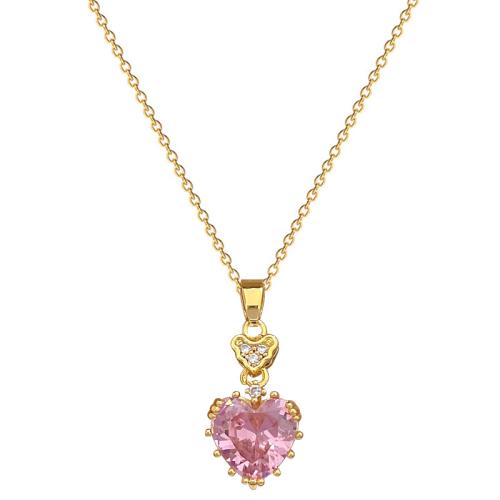 Collier de bijoux de titane, Acier titane, avec laiton, Placage, bijoux de mode & pavé de micro zircon & pour femme, doré, Vendu par PC
