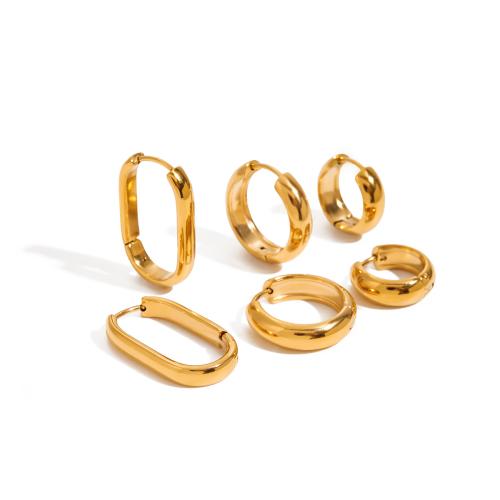 Stainless Steel Huggie Hoop Earring, 304 Stainless Steel, 18K gold plated, fashion jewelry & for woman 