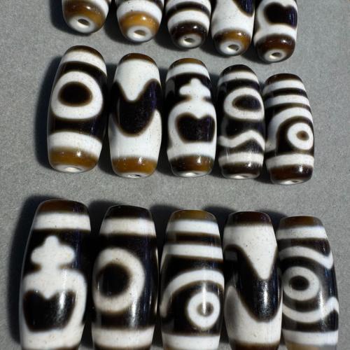 Natural Tibetan Agate Dzi Beads, random style & mixed pattern & DIY, 30mm 