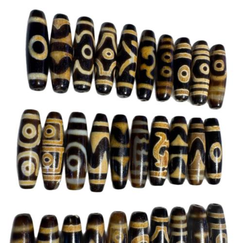 Natural Tibetan Agate Dzi Beads, random style & mixed pattern & DIY, 38mm 