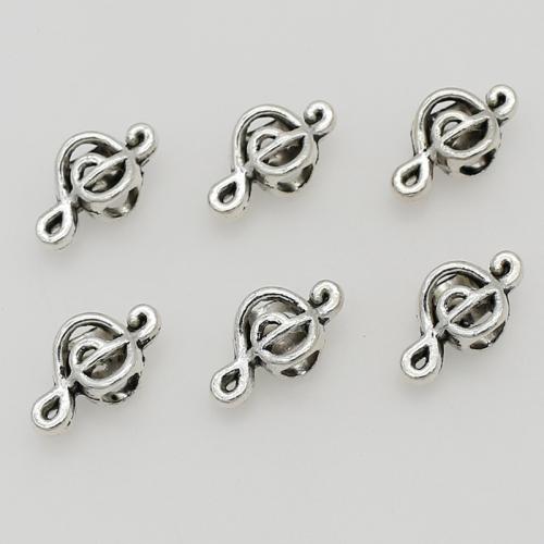 Perles intercalaires en alliage de zinc, note de musique, Placage de couleur argentée, DIY Diamètre inté Environ 5mm Vendu par sac[
