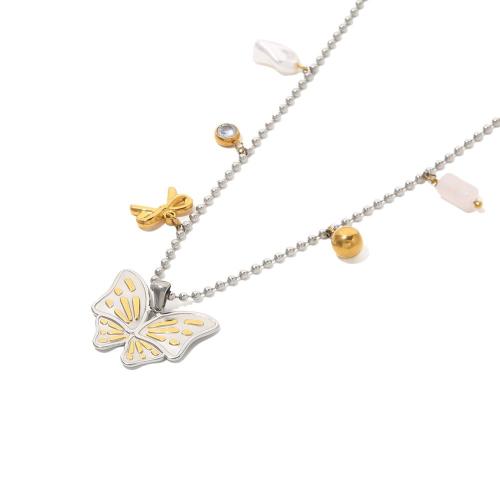 ステンレス鋼のジュエリーネックレス, 304ステンレススチール, とともに 天然石 & プラスチック製パール, ゴールドメッキ, ファッションジュエリー & ライン石のある, 金色, 売り手 パソコン