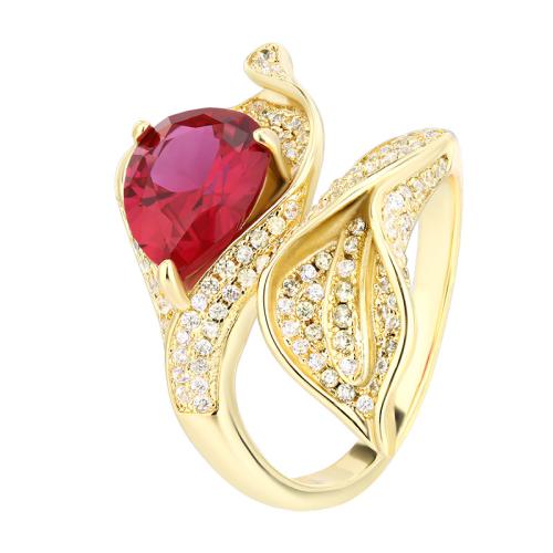 Messingring mit Strass , Messing, goldfarben plattiert, für Frau, goldfarben, verkauft von PC