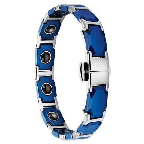 Acier inoxydable 304 bracelet, avec Pierre de Noir-Magnetic & porcelaine & acier inoxydable 316L, Placage ionique sous vide, bijoux de mode & pour femme Environ 7.9 pouce, Vendu par PC