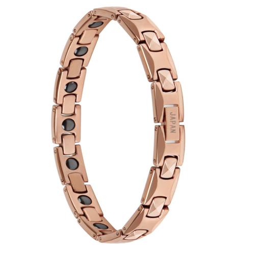 316L Stainless Steel Bracelet, with Germanium Stone & Black Magnetic Stone, Vacuum Ion Plating, fashion jewelry & for woman, rose gold color Approx 7.7 Inch 