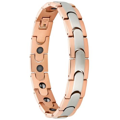 304 Stainless Steel Bracelet, with Germanium Stone & Black Magnetic Stone, Vacuum Ion Plating, fashion jewelry & for man Approx 8.5 Inch 