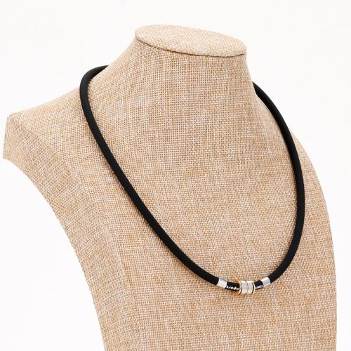 Silicone Necklace, with 304 Stainless Steel, plated, fashion jewelry & Unisex Approx 18 Inch 