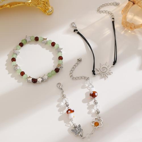 Lampwork Bracelets, Zinc Alloy, with Lampwork, gold color plated, fashion jewelry 