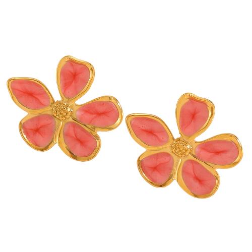 Boucle en acier inoxydable, Acier inoxydable 304, Placage de couleur d'or, bijoux de mode & émail, plus de couleurs à choisir, Vendu par paire