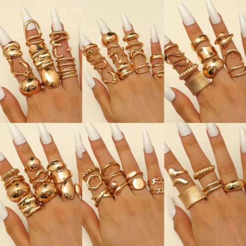 Zinc Alloy Ring Set, gold color plated, fashion jewelry 