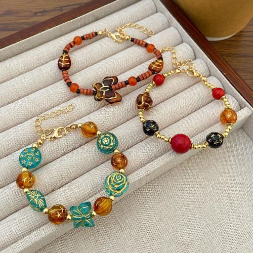 Resin Zinc Alloy Bangle, with Wood & Resin, gold color plated, fashion jewelry [