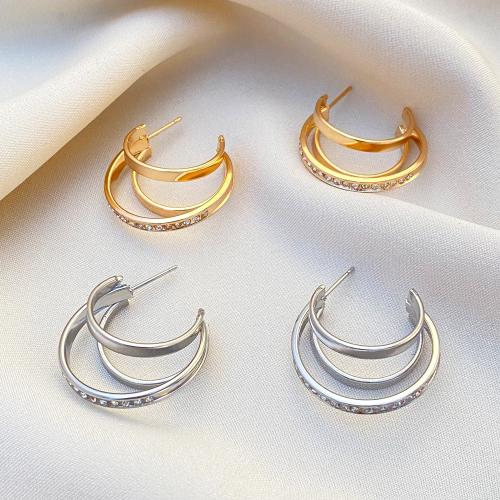 Zink Legierung Strass Ohrstecker, Zinklegierung, goldfarben plattiert, Modeschmuck & mit Strass, keine, verkauft von Paar