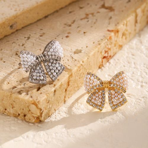 Messing Ohrring Clip, mit ABS-Kunststoff-Perlen, plattiert, Modeschmuck & Micro pave Zirkonia, keine, verkauft von PC