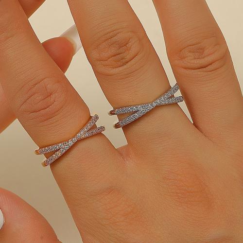 Messingring mit Strass , Messing, plattiert, Modeschmuck, keine, verkauft von PC