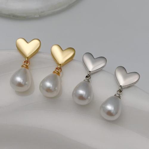 Kunststoff Perle Zink Legierung Ohrring, Zinklegierung, mit Kunststoff Perlen, goldfarben plattiert, Modeschmuck, keine, verkauft von Paar