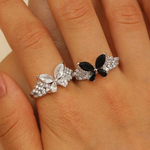 Цирконий Micro Pave Латунь палец кольцо, Другое покрытие, ювелирные изделия моды & инкрустированное микро кубического циркония, Много цветов для выбора, продается PC