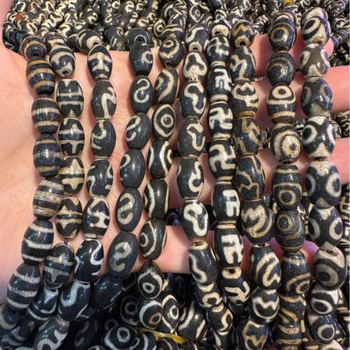 Abalorios Tibetanos Dzi de Ágata, Ágata Tibetana, natural & Bricolaje & diferentes patrones para la opción, 8x12mm, 30PCs/Sarta, Vendido por Sarta[