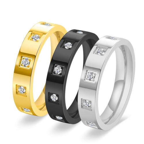 Bague en acier inoxydable , Acier inoxydable 304, Placage, normes différentes pour le choix & pour femme & avec strass, plus de couleurs à choisir, Vendu par PC