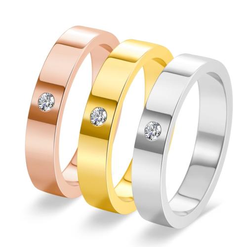 Bague en acier inoxydable , Acier inoxydable 304, Placage, normes différentes pour le choix & pour femme & avec strass, plus de couleurs à choisir, Vendu par PC