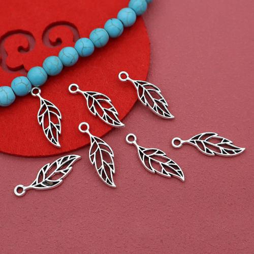 Colgantes de Aleación de Zinc en Forma Hoja, chapado en color de plata, Bricolaje & hueco, 9.5x28mm, 100PCs/Bolsa, Vendido por Bolsa
