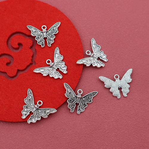 Zinc Alloy Animal Pendants, Butterfly, silver color plated, DIY, antique silver color 