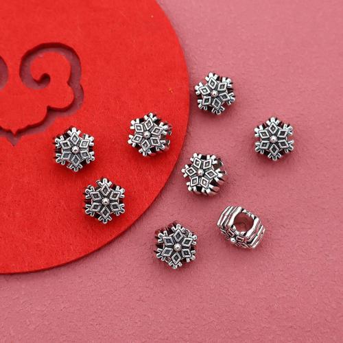 Perles de gros trou en alliage de zinc, flocon de neige, Placage, DIY, plus de couleurs à choisir Diamètre inté Environ 4.5mm Vendu par sac
