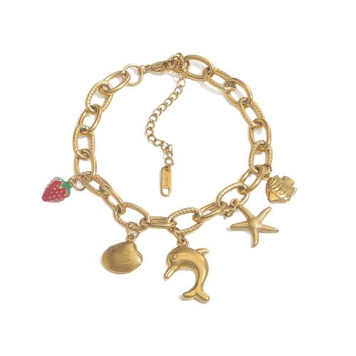 Bracelet en acier inoxydable, Acier inoxydable 304, Placage de couleur d'or, bijoux de mode & émail, doré cm, Vendu par PC[