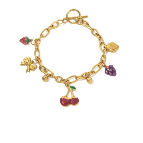 Bracelet en acier inoxydable, Acier inoxydable 304, Placage de couleur d'or, bijoux de mode & émail, doré, Vendu par PC[