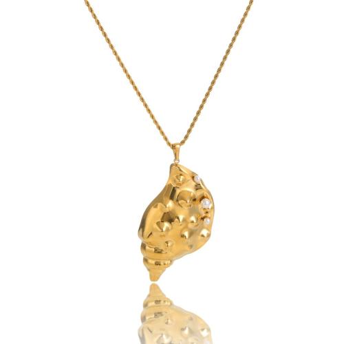 ステンレス鋼のジュエリーネックレス, 304ステンレススチール, とともに プラスチック製パール, 巻貝, ゴールドメッキ, ファッションジュエリー, 金色, 売り手 パソコン