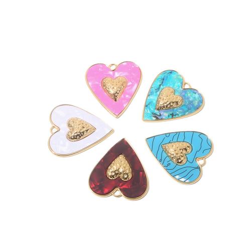 Emaille Edelstahl Anhänger, 304 Edelstahl, Herz, plattiert, DIY, keine, verkauft von PC