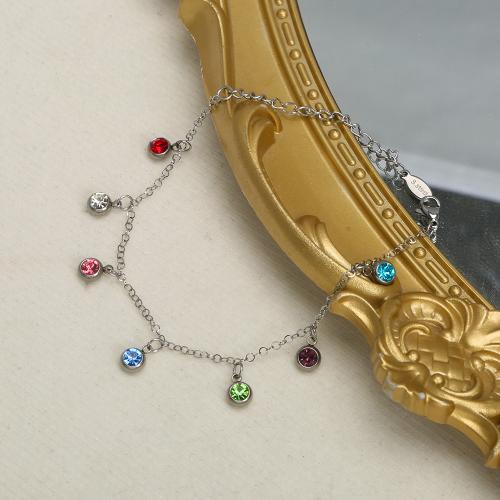 Bracelet en acier inoxydable, Acier inoxydable 304, Placage de couleur d'or, bijoux de mode & pavé de micro zircon, doré, Vendu par PC[