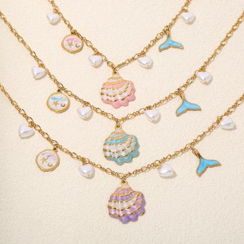 ステンレス鋼のジュエリーネックレス, 304ステンレススチール, とともに プラスチック製パール, メッキ, ファッションジュエリー & エナメル, 無色, 売り手 パソコン