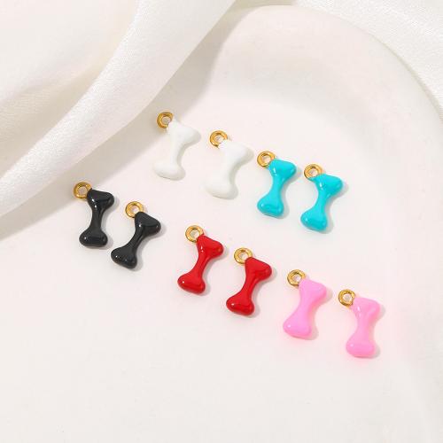 Emaille Edelstahl Anhänger, 304 Edelstahl, Knochen, goldfarben plattiert, DIY, goldfarben, 10PCs/Tasche, verkauft von Tasche