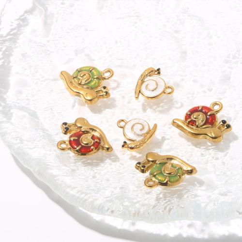 Emaille Edelstahl Anhänger, 304 Edelstahl, Schnecke, goldfarben plattiert, DIY, goldfarben, 10PCs/Tasche, verkauft von Tasche