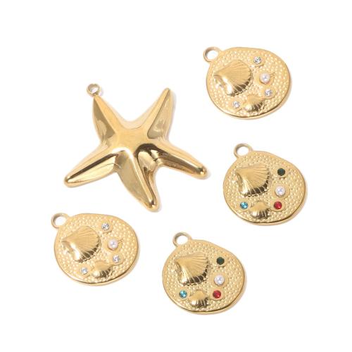 Pendentifs d'animaux en acier inoxydable , Acier inoxydable 304, avec perle de plastique, Placage de couleur d'or, DIY & avec strass, doré Vendu par sac