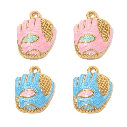 Emaille Edelstahl Anhänger, 304 Edelstahl, goldfarben plattiert, DIY, goldfarben, 10PCs/Tasche, verkauft von Tasche