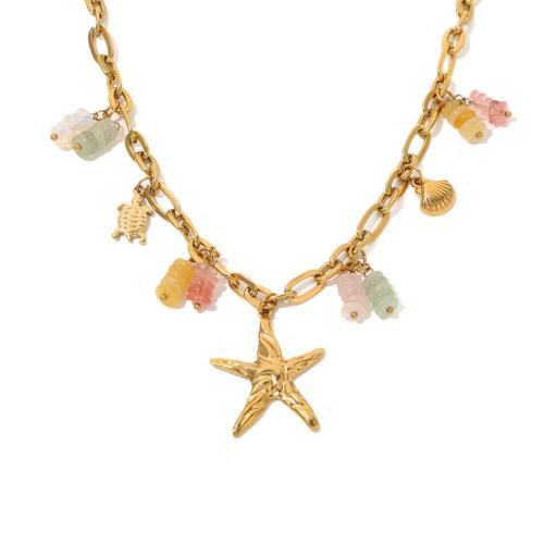 Colliers de pierres précieuses, Acier inoxydable 304, avec pierre gemme, Placage de couleur d'or, bijoux de mode, doré, Vendu par PC