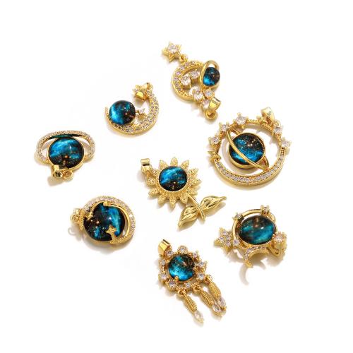 Crystal Brass Pendants, with Crystal, plated, DIY & with rhinestone 