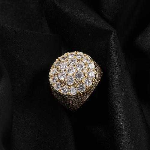 Латунь Кольцо, Форма цветка, Другое покрытие, разный размер для выбора & инкрустированное микро кубического циркония & Мужский, Много цветов для выбора, размер:7-11, продается PC