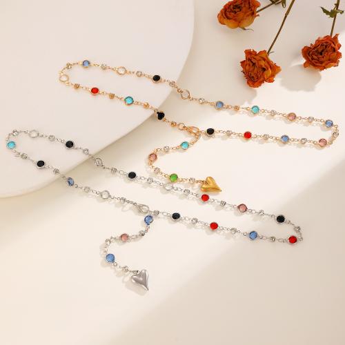 Ожерелье Цирконий нержавеющей стали, Нержавеющая сталь 304, плакирован золотом, ювелирные изделия моды & инкрустированное микро кубического циркония, Много цветов для выбора, продается PC